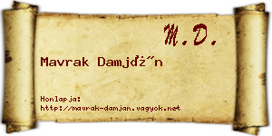 Mavrak Damján névjegykártya